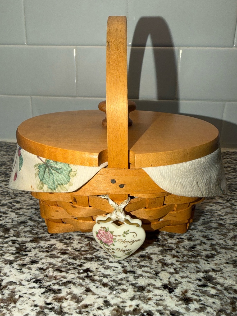 Longaberger 1999 Horizon of Hope Basket Set Lid Liner Tie On Protector